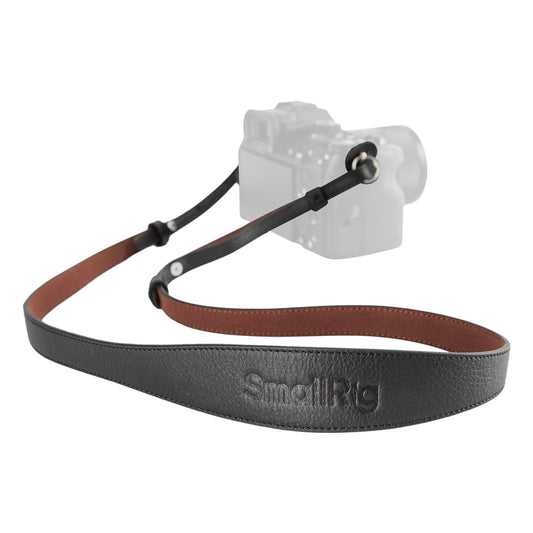 SMALLRIG Universal Leather Camera Shoulder Strap for DSLR Camera, Adjustable 100 to 110cm (39 to 43in), Max Load 10kg (22lb), Ergonomic Shoulder Support for Travel/Vlogging (Black) -5208