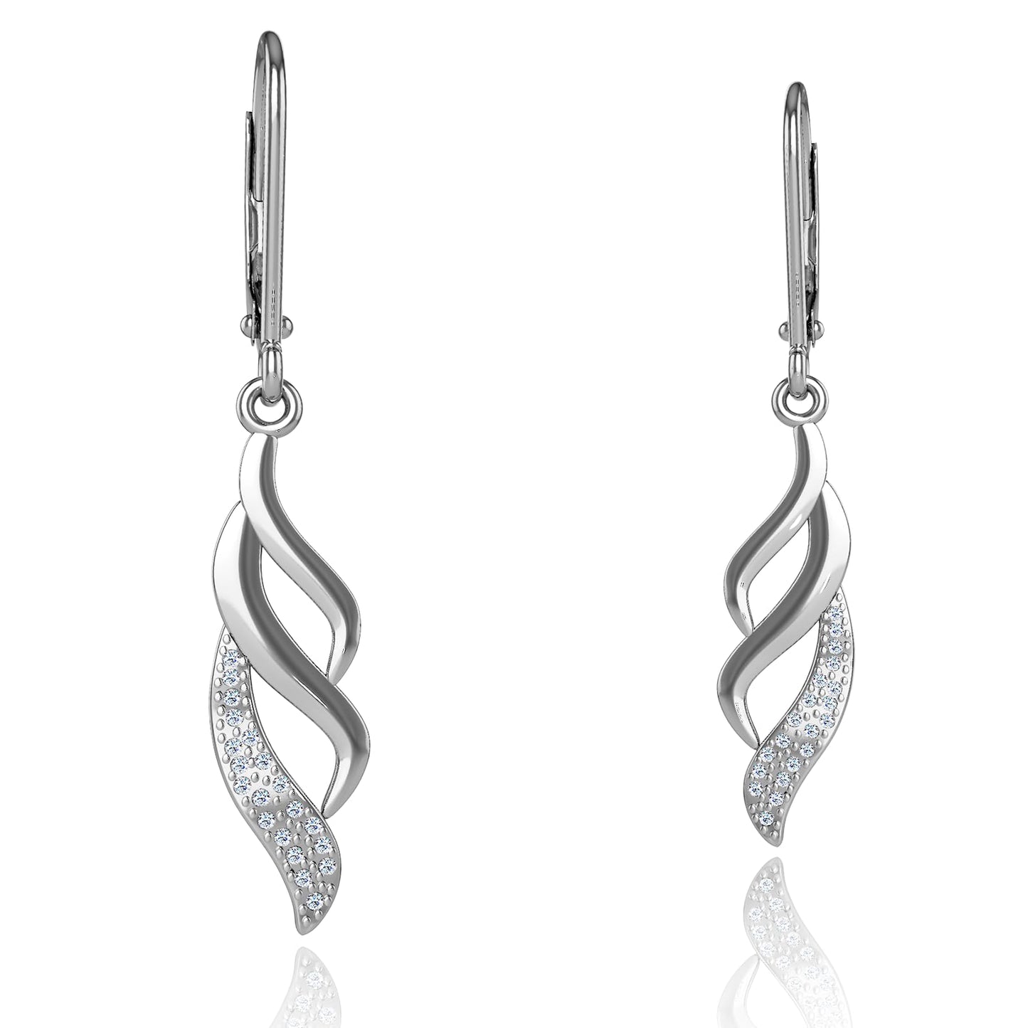 Hypoallergenic Silver Leverback Earrings for Women, Sparkly Teardrop Dangle Earrings, Lightweight, Tarnish-Resistant, Nickel-Free, Perfect for Work, Parties & Gifts (Wings)
