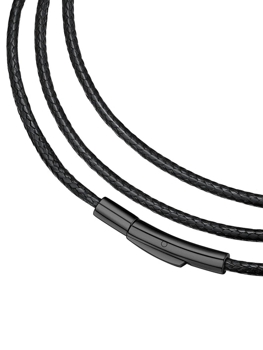 FaithHeart Black Necklace String for Men Wax Rope Chain Classic Fashion Choker Neck Charms 20inch