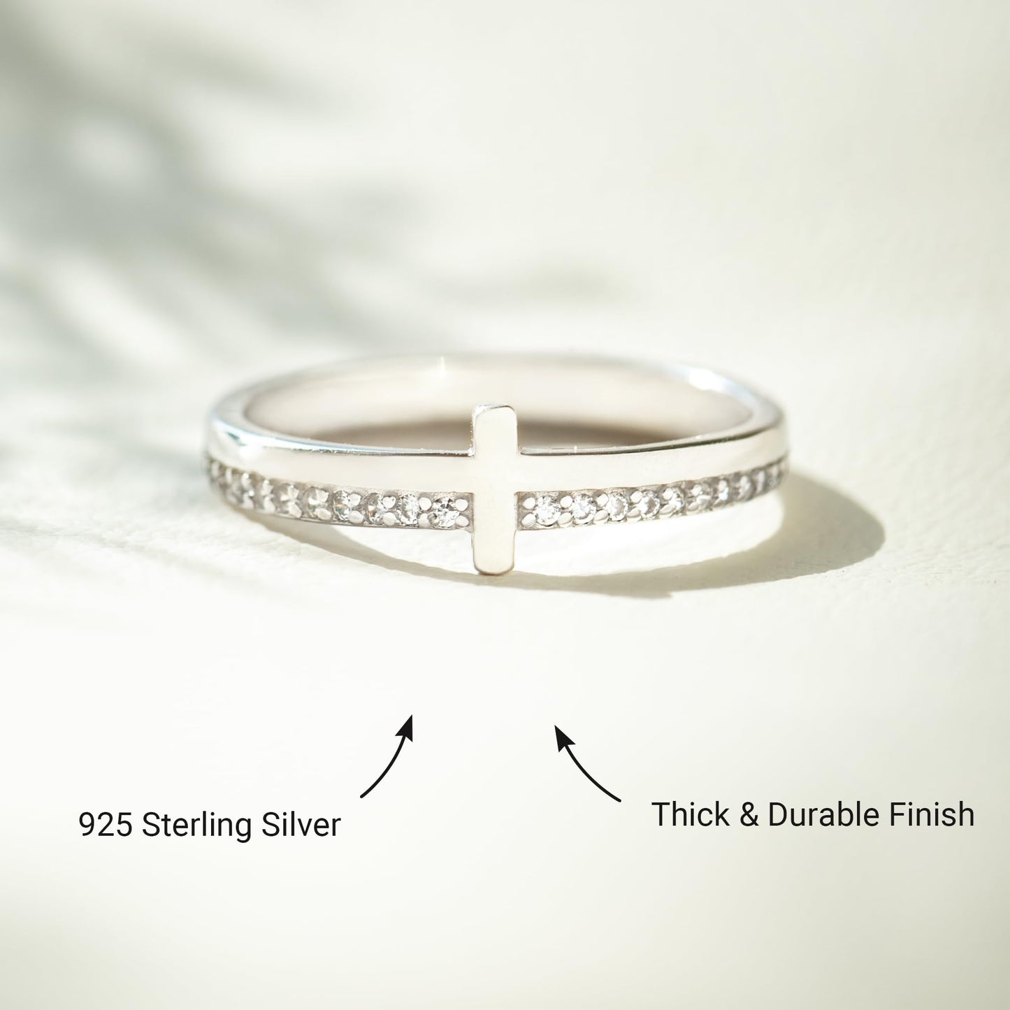 STORYJEWELLERY Sterling Silver Rings, Cross Rings for Women, Purity Ring, Christian Ring, Christian Jewelry for Women, Confirmation Gifts, Baptism Gifts, Size 11