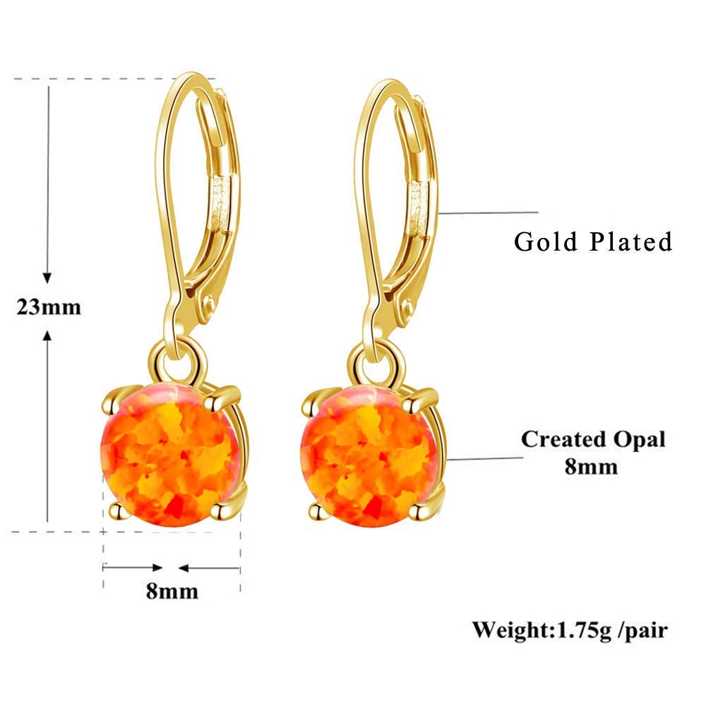 CiNily Gold Plated Dangle Earrings for Women Ladies Leverback Yellow Opal Drop Earrings