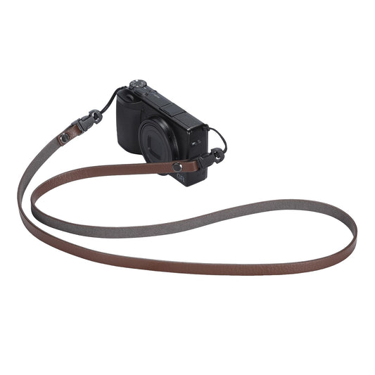 DBZZ Vintage Minimalist Leather Camera Neck Shoulder Strap For Ricoh GRIII GRIV GRII For Leica X1 For Fuji X-half X100VI (Coffee Brown)