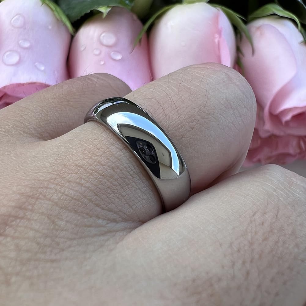 TUTISS 6mm Tungsten Rings for Men Women Engagement Wedding Bands Domed Polished Comfort Fit Size 12