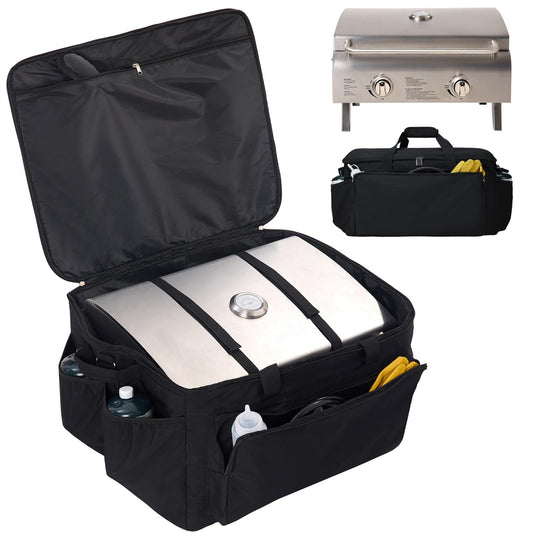 NOELIFE Grill Carry Bag for Cuisinart CGG-306 Chef's Style Tabletop Grill, Padded Portable Case with Pockets for Small Propane Cylinders & Outdoor Griddle Accessories, Water-Resistant (Bag Only)