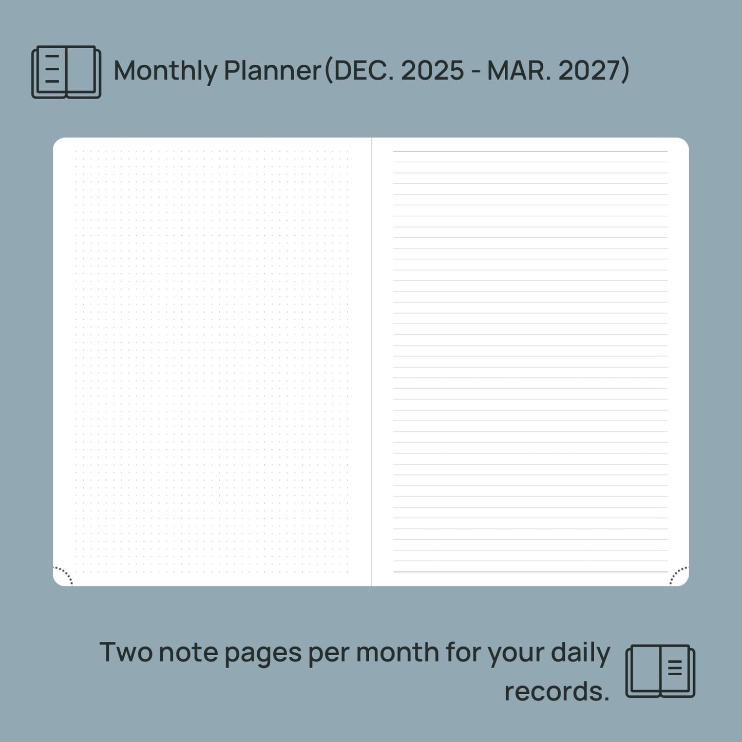 POPRUN Monthly Planner 2026-2027 (Large-8.25'' x 11.75''), 16 Months Calendar (Dec 2025-Mar 2027) Appointment Book with Stair Tabs, Inner Pockets, Pen Holder, PU Leather Softcover - Black