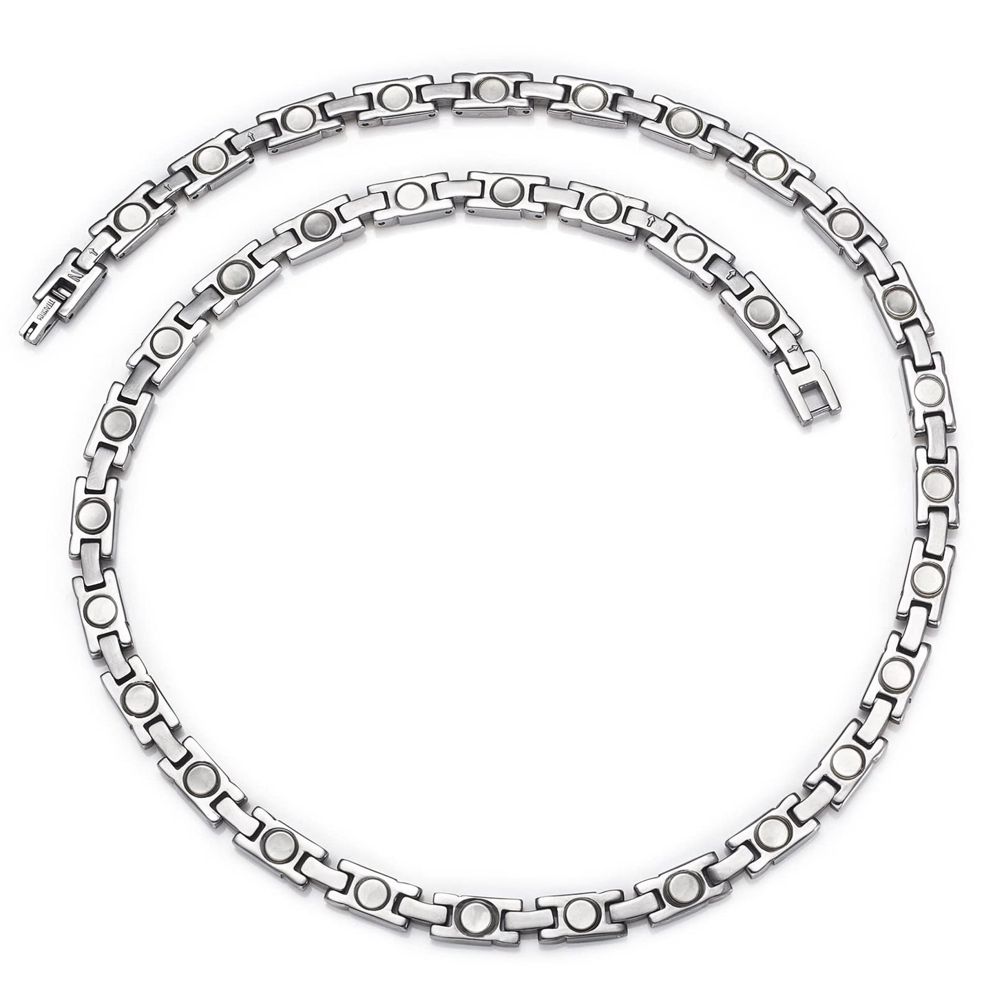 EnerMagiX Magnetic Necklace for Men & Women, Pure Titanium Magnetic Necklace, Fashion Jewelry Present (Silver)