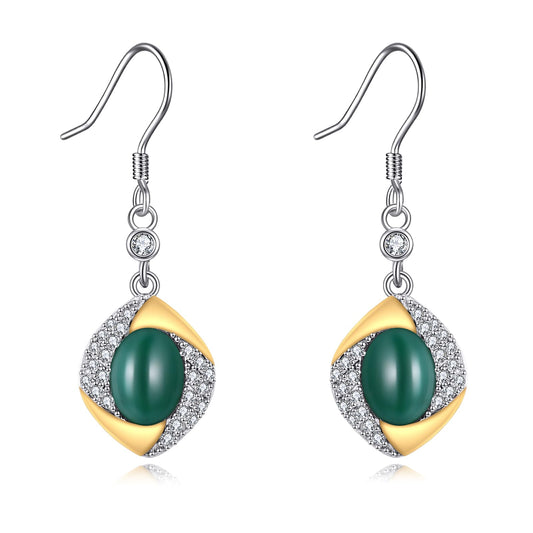 Jade Drop Dangle Earrings 925 Sterling Silver Jewelry Gifts for Women