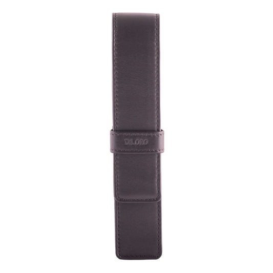 DiLoro Leather Single Pen Case Pencil Pouch Holder for One Fountain Ballpoint Rollerball Pen and Pencil (Brown)