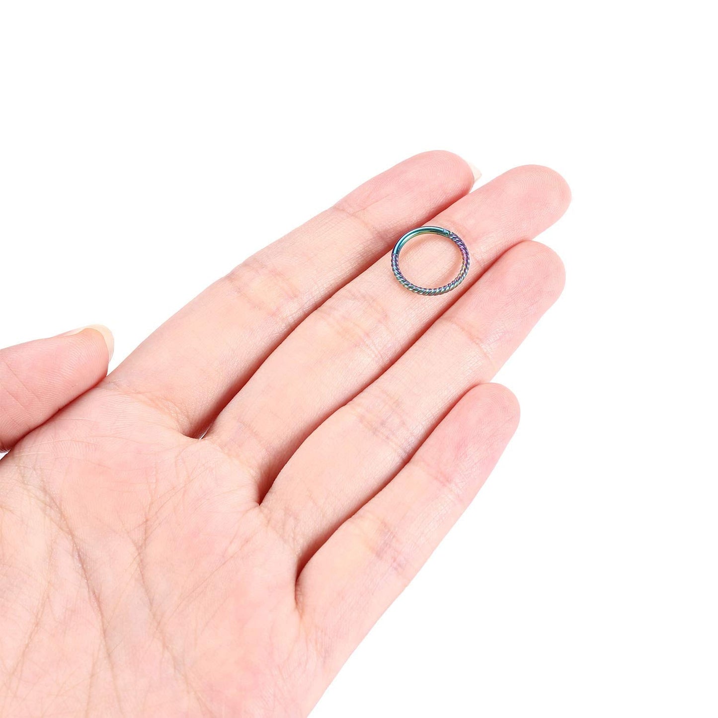 Hoop Earrings Nose Rings 16 Gauge Nose Ring Septum Ring Nose Hoop 16g Cartilage Earring Rainbow Septum Clicker Lip Rings Helix Earring 12mm Rook Earrings Nose Piercing Septum Jewelry Surgical Steel