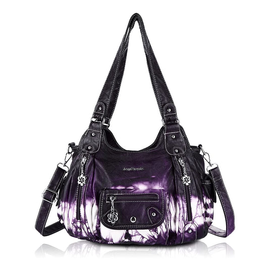 Angel Barcelo Women Purses and Handbags PU Leather Shoulder Bag Fashion Hobo Bags for Women (Fashion Purple)