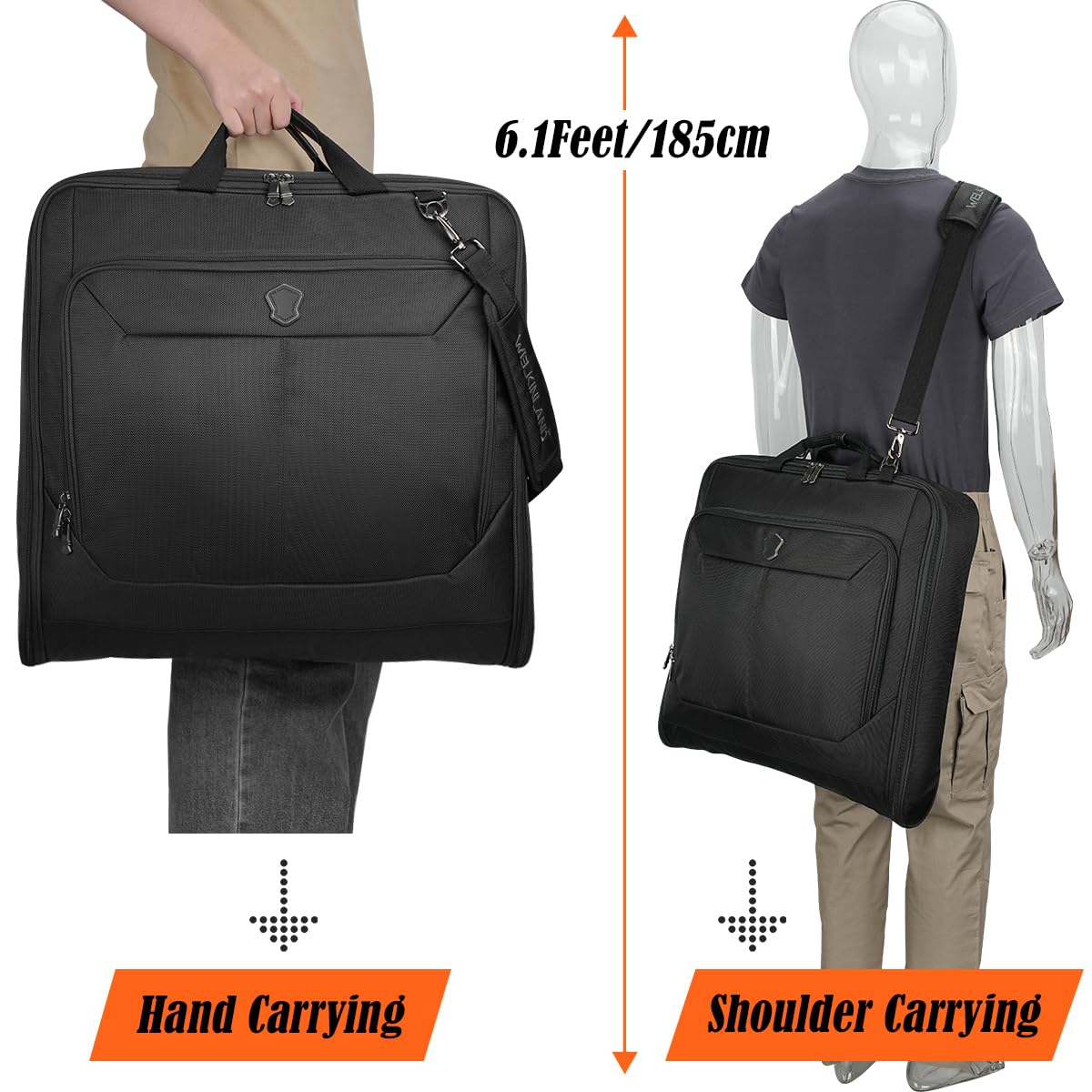 WELKINLAND 3-Suits Garment Bags for Travel W/ 4-Pack Compression Packing Cubes, 30L-Large Carry On Garment Bag for Travel, 15-Pockets Suit Holder Travel Bag, Wrinkle-Free Suit Garment Bag for Men