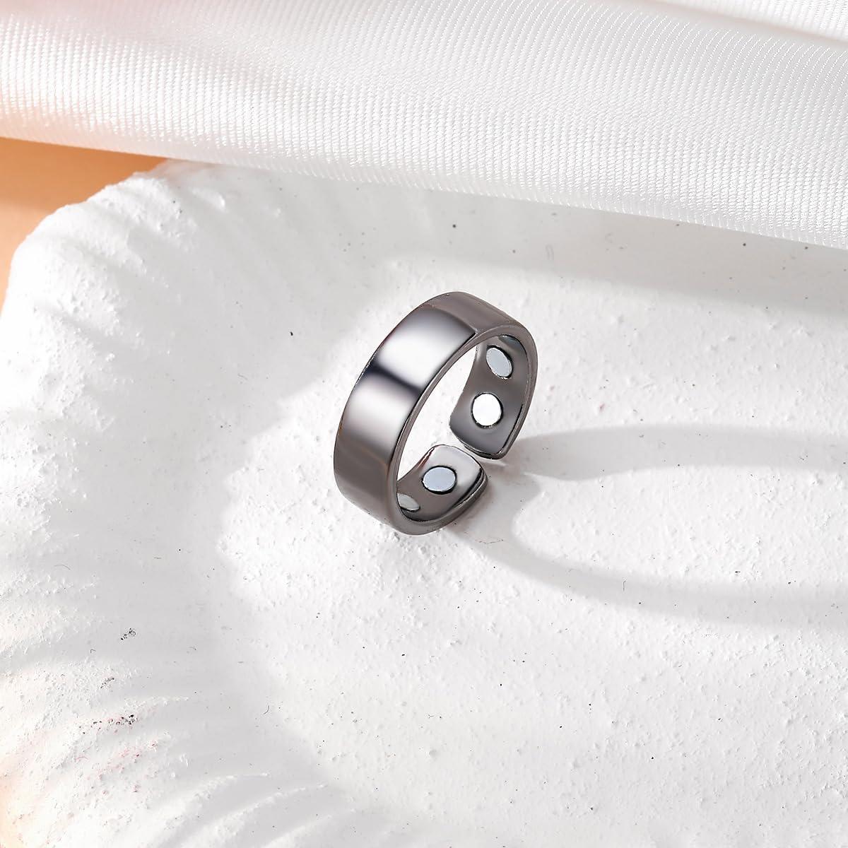 2PCS Magnetic Rings for Women Anti Snoring Ring Auvulis Migraine Rings Titanium Ion Magtherapy Lymphatic Drainage Rings Lymph Nodes Acupuncture Therapy Stainless Steel Ring For Women Men Health Jewelry Gifts