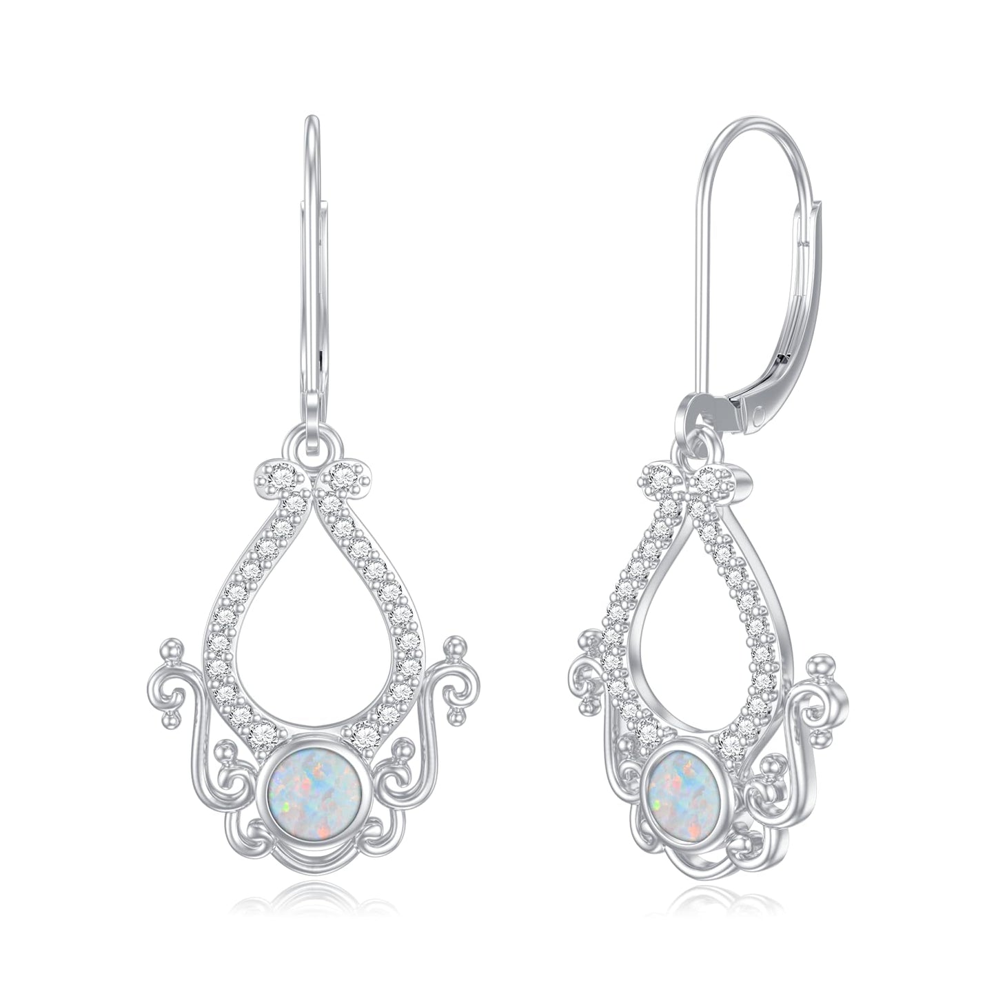 LELOUCHY Opal Leverback Earrings 925 Sterling Silver Earrings Dangle Drop Earring Women Jewelry Gifts