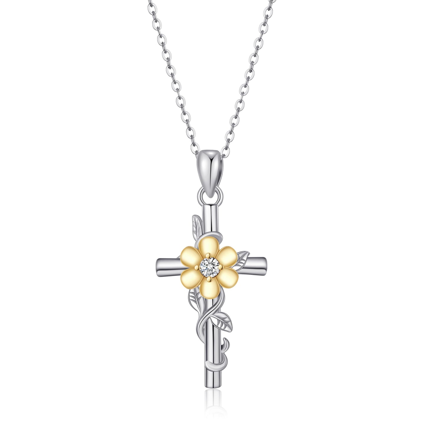 HELORET Daisy Necklace Dainty Daisy Flower Cross Pendant Jewelry for Women Birthday