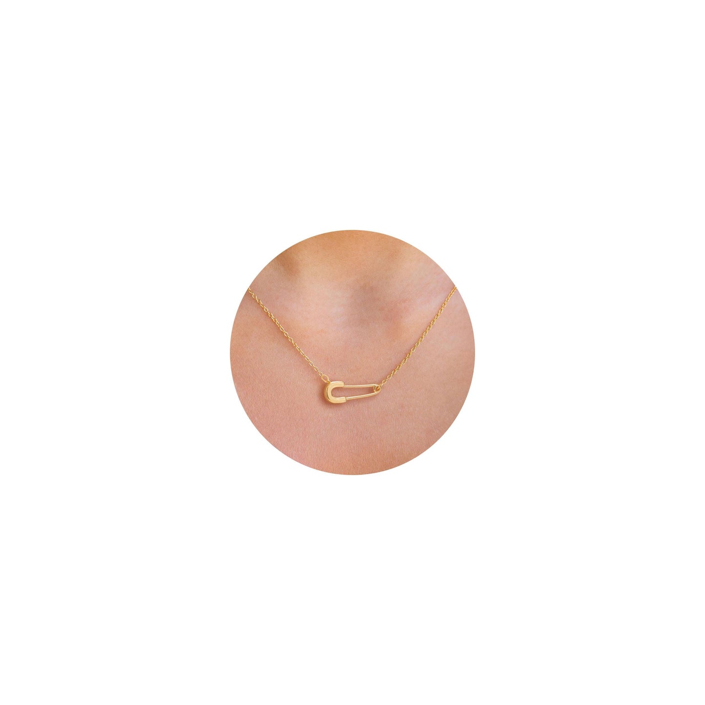 VRIUA Safety Pin Necklace 14K Gold Plated Dainty Gold Pin Paperclip Necklaces for Women Everyday Simple Jewelry Gift