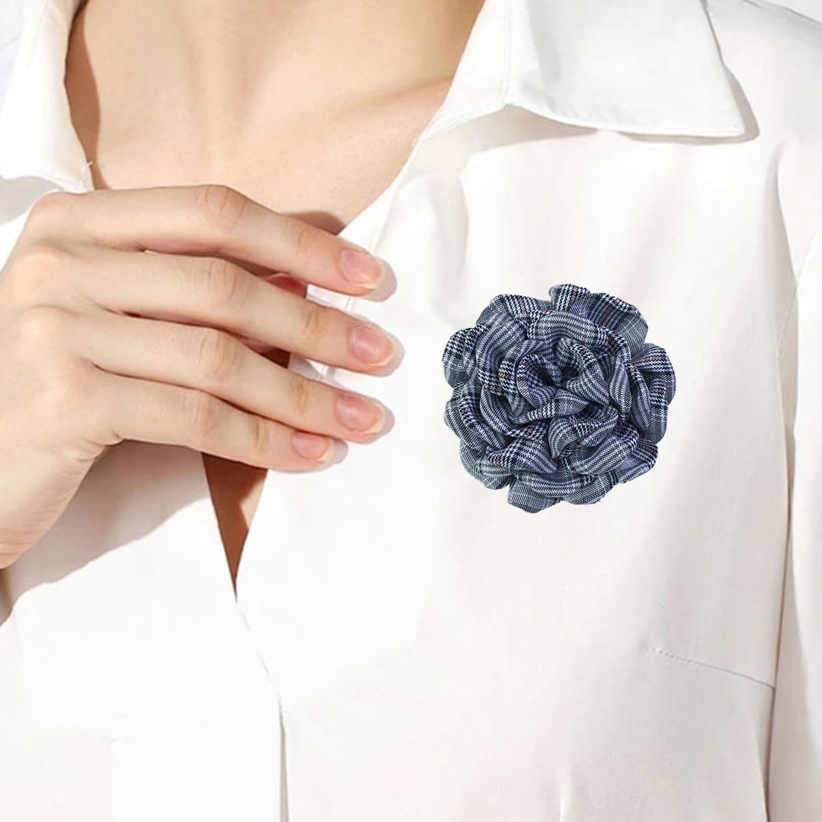 Elegant Large Cloth Flower Brooches Big Camellia Flower Pin for Women Dainty Cloth Fabric Rose Brooches Dress Skirt Scarf Hat Pins Clothing Decoration Accessories (Dark blue B)
