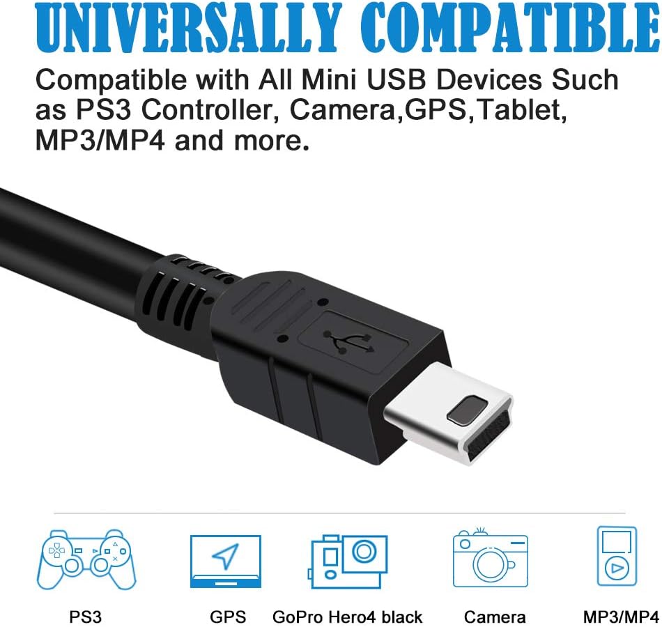 BestCH MP3 NS-DV720P/BL 2 NS-DV1080P Mini USB Data/Charging Cable Cord Lead Compatible with Insignia Player Sport