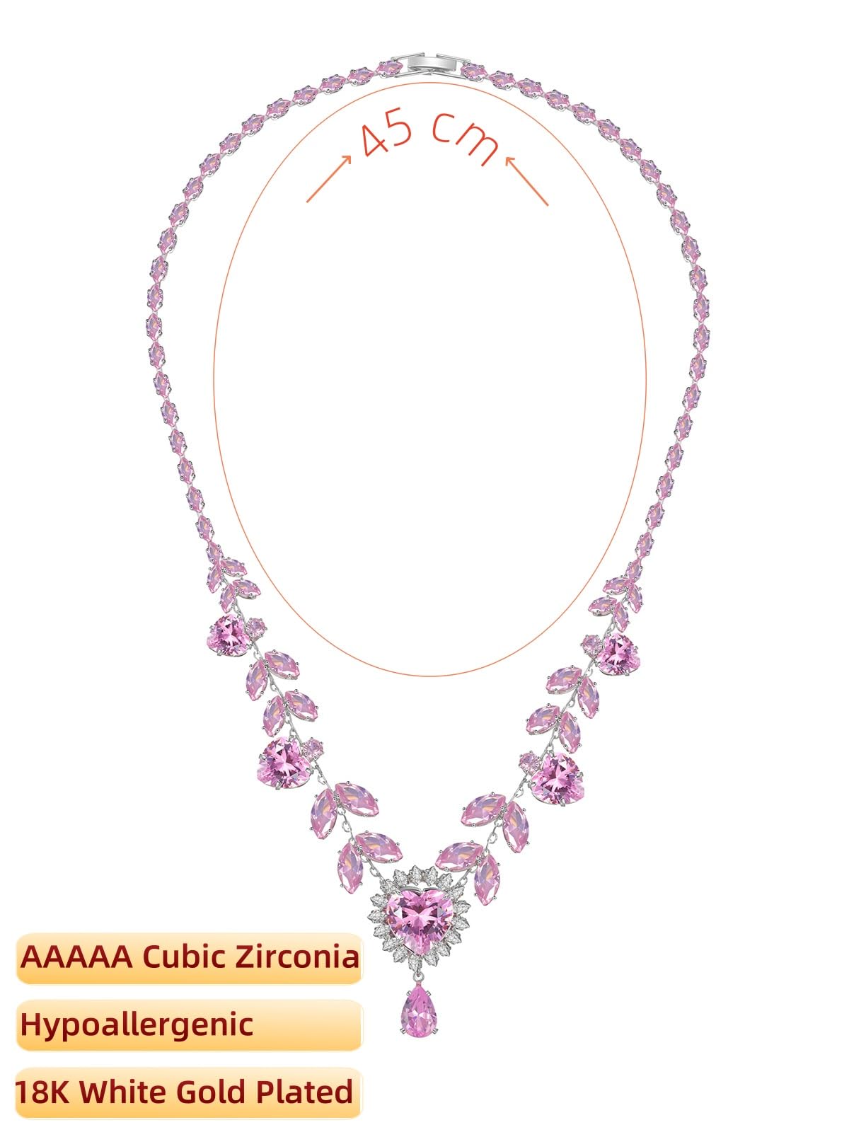 AOROCO Wedding Jewelry Sets for Women, Necklace Dangle Earrings Set with AAA Cubic Zirconia Pendant Wedding Party Prom for Bridesmaid Bride Hypoallergenic Jewelry Accessories