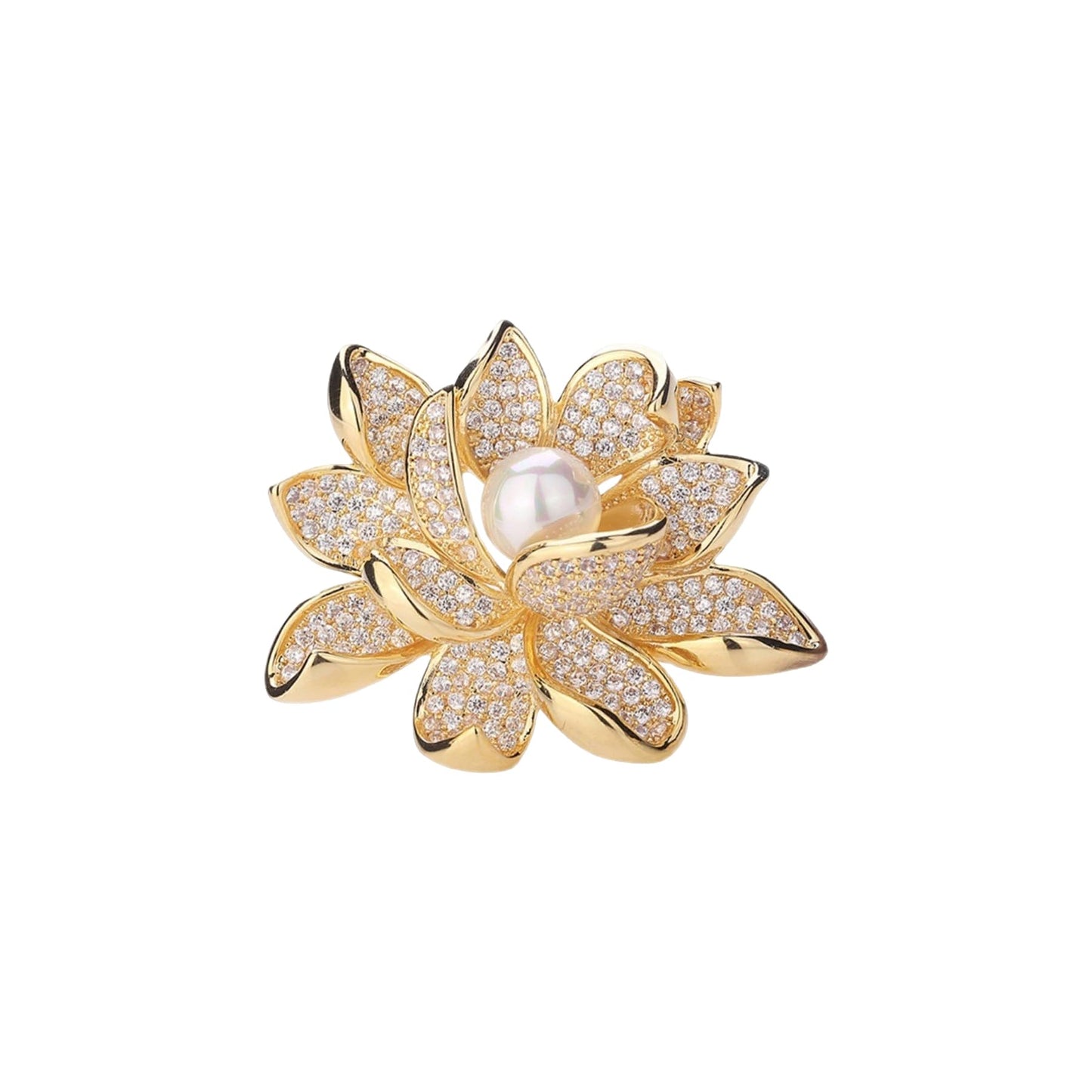 Crystal Red Flower Brooch Pins for Women Elegant Enamel Rhinestone Floral Brooches Pin Fashion Jewelry for Party Dance Wedding Banquet Brooch for Women Gift (Gold)