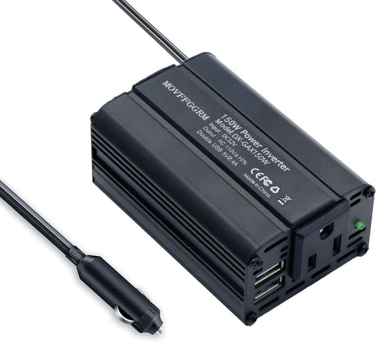 MOVFFGGRM 150W 12V 110V 2.4A Power Inverter DC to AC Car Plug Adapter Outlet Converter with Dual USB AC car Charger