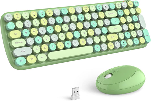 MOFII 7/8/10, Wireless Keyboard and Mouse, Ergonomic Full Size Typewriter Keyboard and Mouse Combo for Mac, Windows