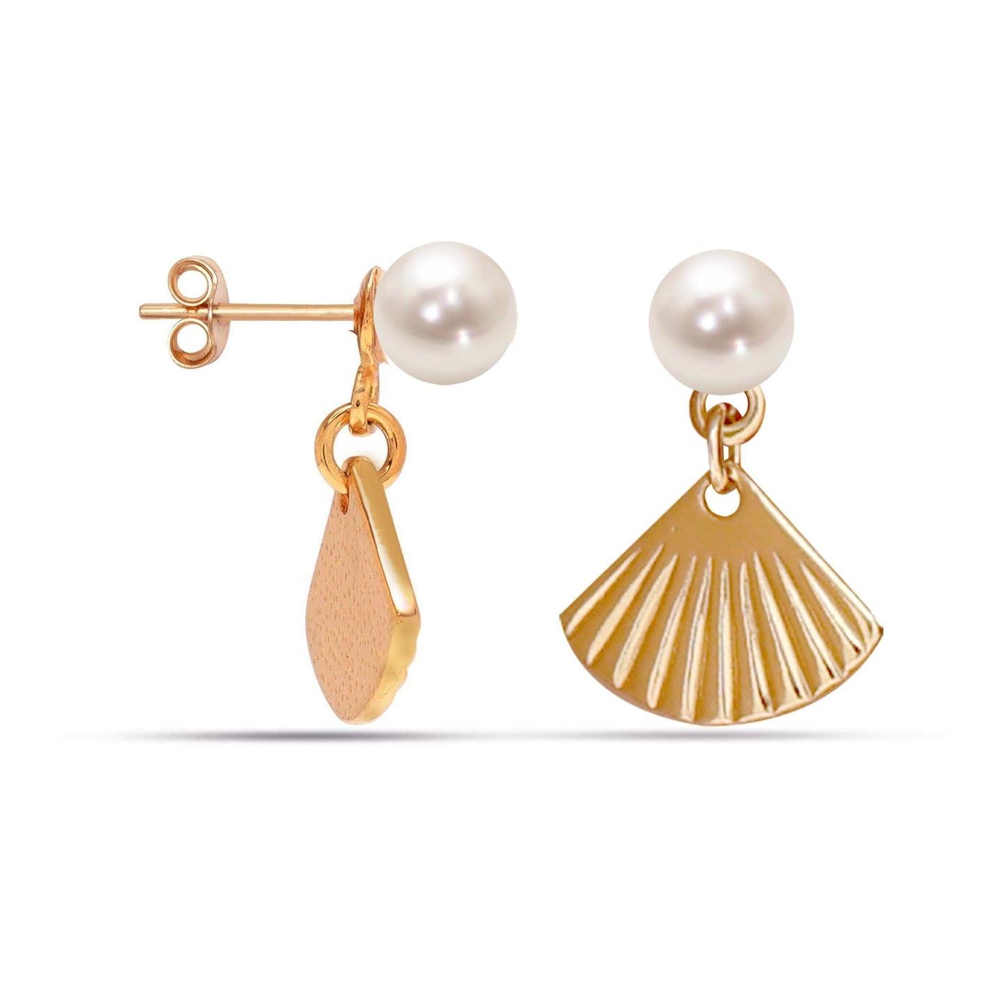 LeCalla 925 Sterling Silver Freshwater Pearl Stud Earrings for Women | 14K Gold-Plated Shell Pearl Earring 18 MM