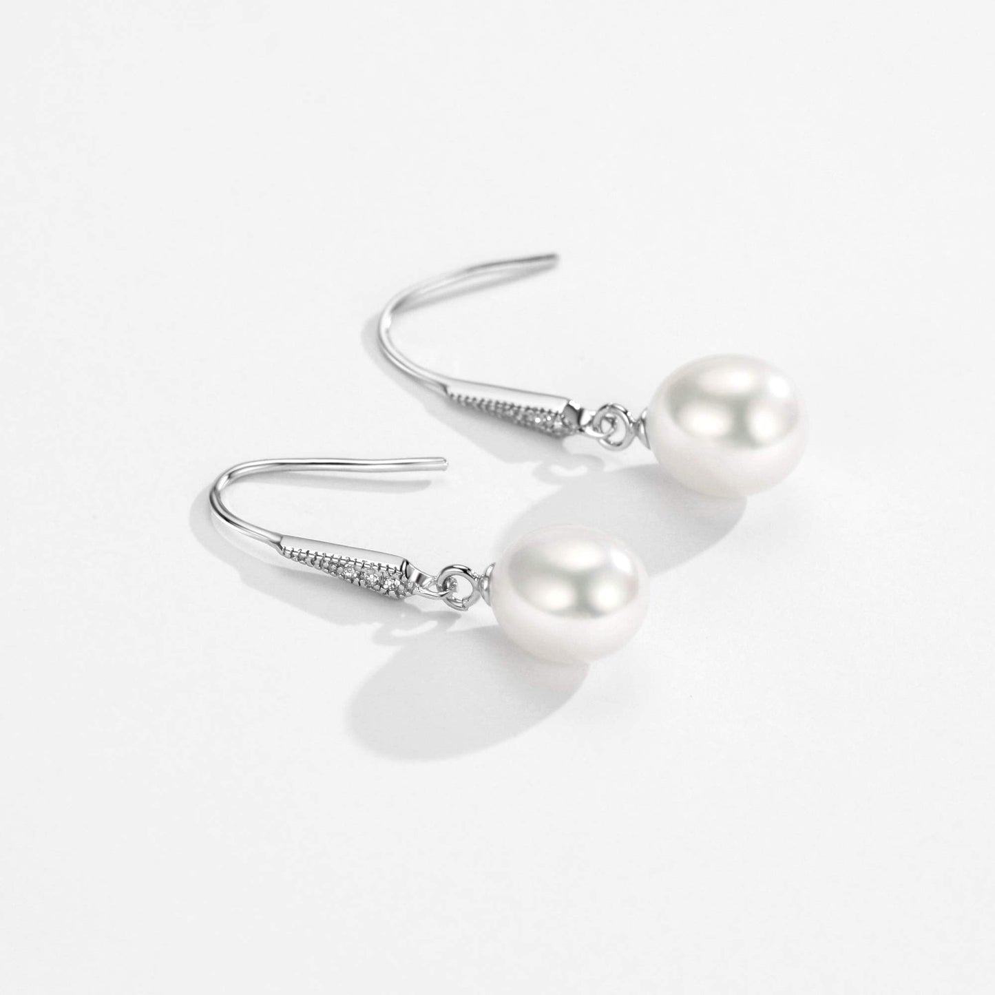 Michooyel S925 White Freshwater Pearl Drop Earrings Dangle Earrings Sterling Silver Fine Jewelry For Women