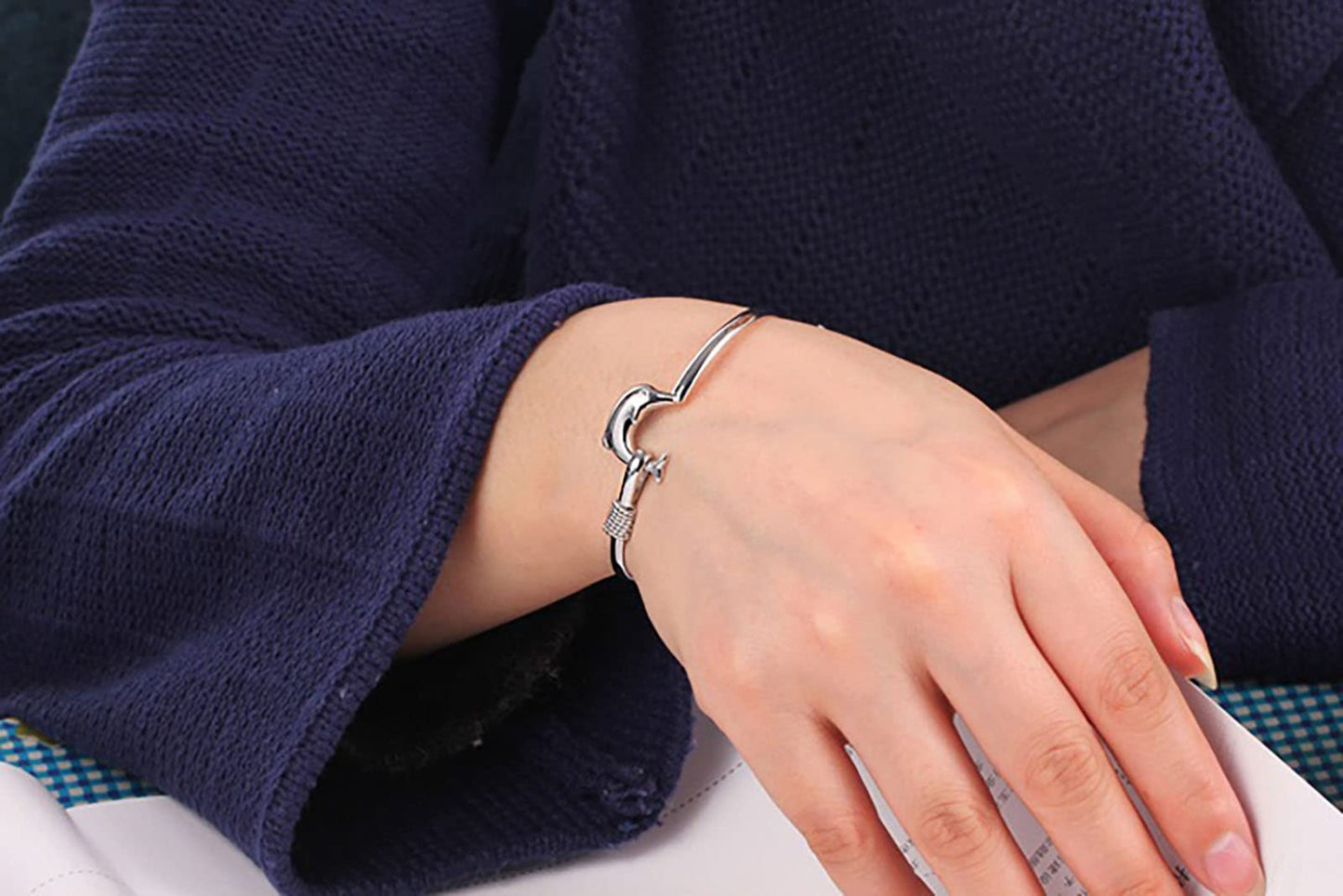 925 Sterling Silver Bracelet Plated Cuff Bangle Bracelet Fashionable Multi-layer Cross Wire Bangle Bracelet Open Adjustable Wide Cuff Bracelet for Teen Girls Fashion Jewelry (silver G)