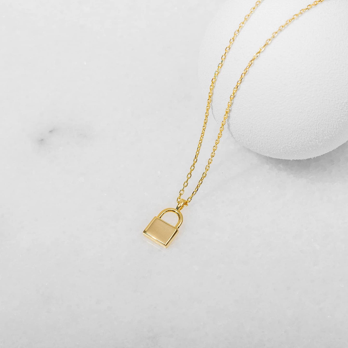 PAVOI 14K Yellow Gold Plated Lock Pendant Necklace | Womens Cute Necklaces | Friendship Necklace for Women