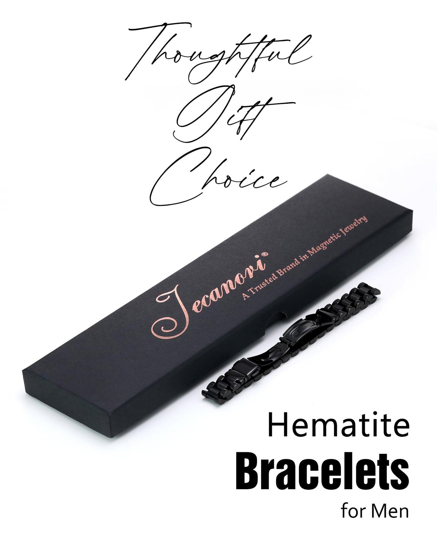 Jecanori Ultra Strength Magnetic Bracelets for Men - Men's Hematite Bracelet, Jewellry Gift with Sizing Tool for Perfect Fit