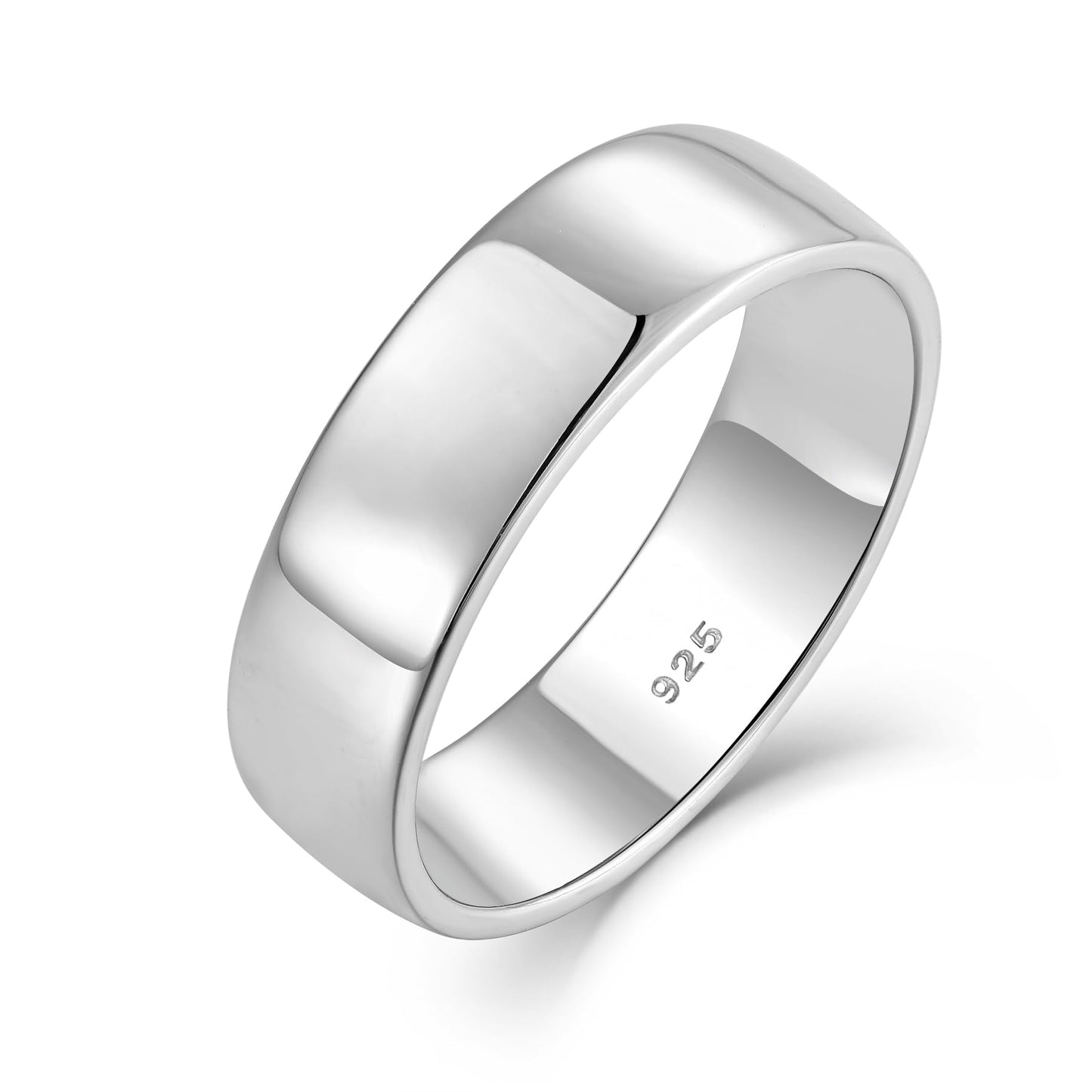 STARCHENIE Solid 925 Sterling Silver 6mm Wedding Band Ring, Comfort Fit High Polish, for Men and Women (Size 9)