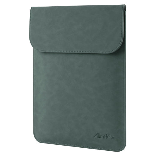 Allinside 13 inch Laptop Sleeve Case for MacBook Neo A18 Pro/MacBook Air 13 2018-2026/MacBook Pro 13 2016-2022, Waterproof PU Suede Leather Laptop Sleeve Bag Protective Vertical Case Cover, Dark Green