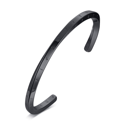 VNOX Mens Cuff Bracelet Norse Viking Nordic 24 Alphabet Runes Bracelet for Men Mobius Twist Cuff Bracelet Pagan Amulet Talisman Bracelet (1.Viking Runes-Black [Large])