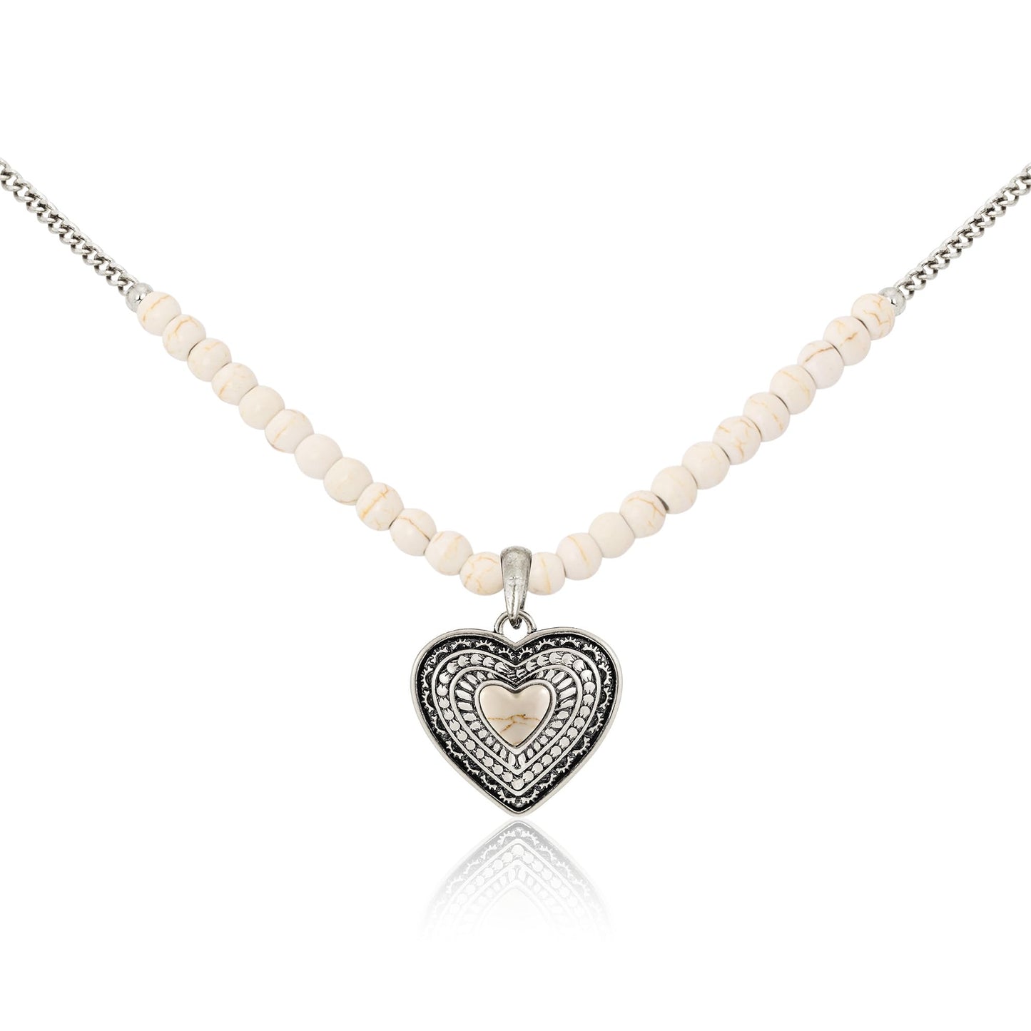 Montana West Wrangler Western Pendant Necklace for Women 14k Gold Silver Heart Statement Turquoise Cowgirl Vintage Trendy Fashion Jewelry WNS-2021S-WT