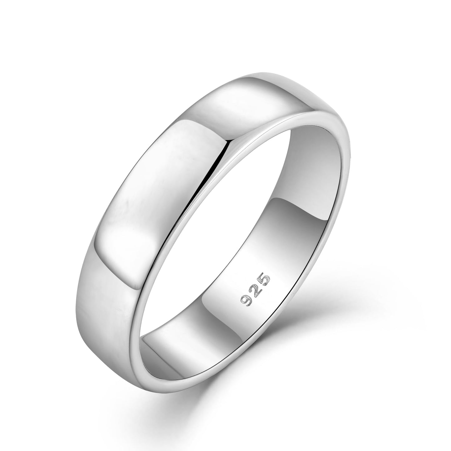 STARCHENIE Solid 925 Sterling Silver 5mm Wedding Band Ring, Comfort Fit High Polish, for Men and Women (Size 5)