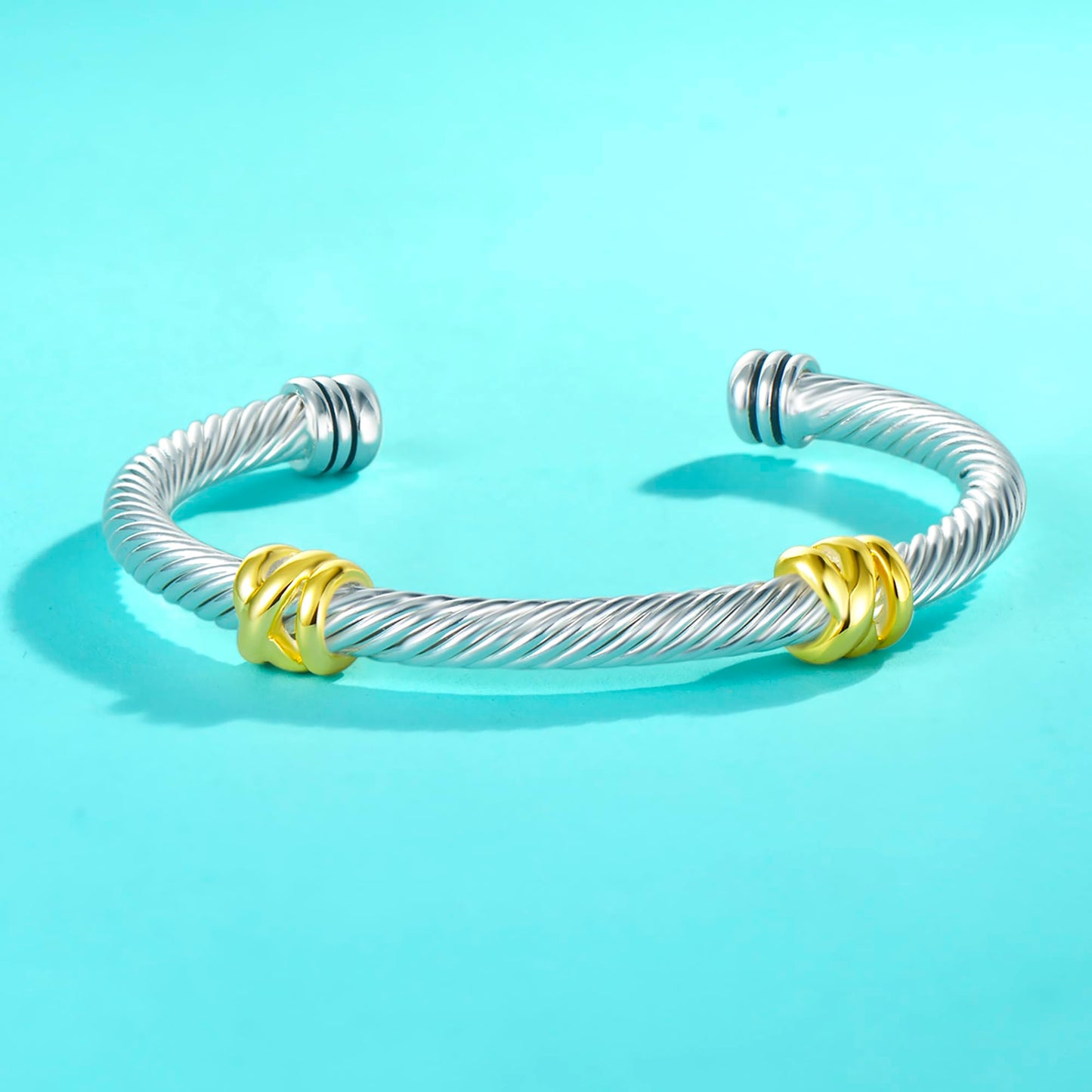 UNY Jewelry Bracelet Triple Criss Cross X Shape Infinity Classic Twisted Cable Bangle Designer Inspired Women Jewelry Christmas Gifts (Double Station)