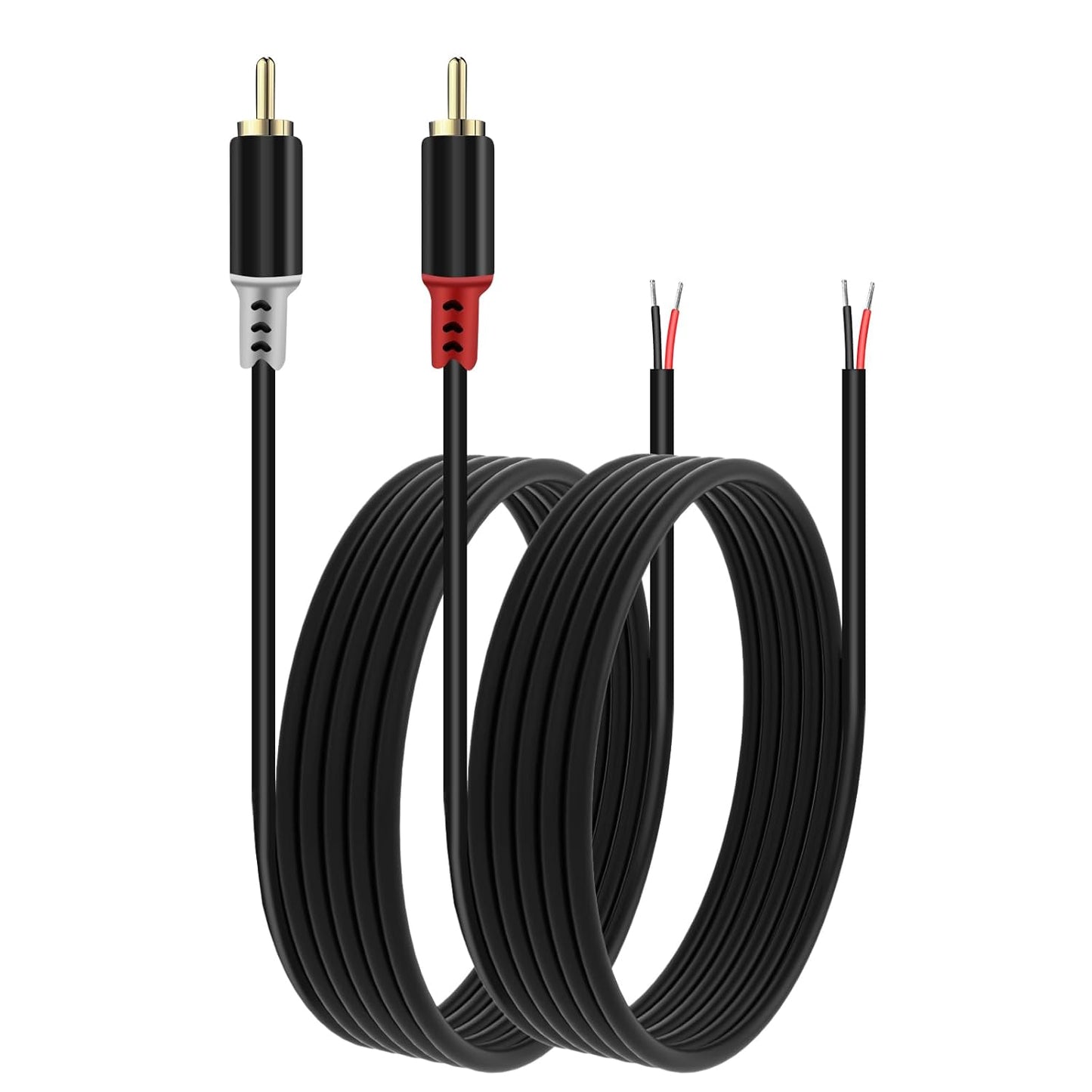 RULGOI 2 20AWG, 6.6FT RCA to Speaker Wire Adapter, Bare Wire Speaker Cables to RCA Plug Adapter Repair Speaker Wire