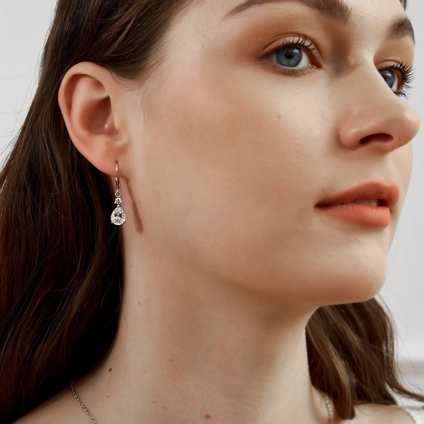 925 Sterling Silver Teardrop Leverback Earrings Blue Topaz Amethyst Rainbow Quartz CZ Dangle Drop Earrings Hypoallergenic Gemstone Jewelry Birthday Gifts for Women Daily Party Wear