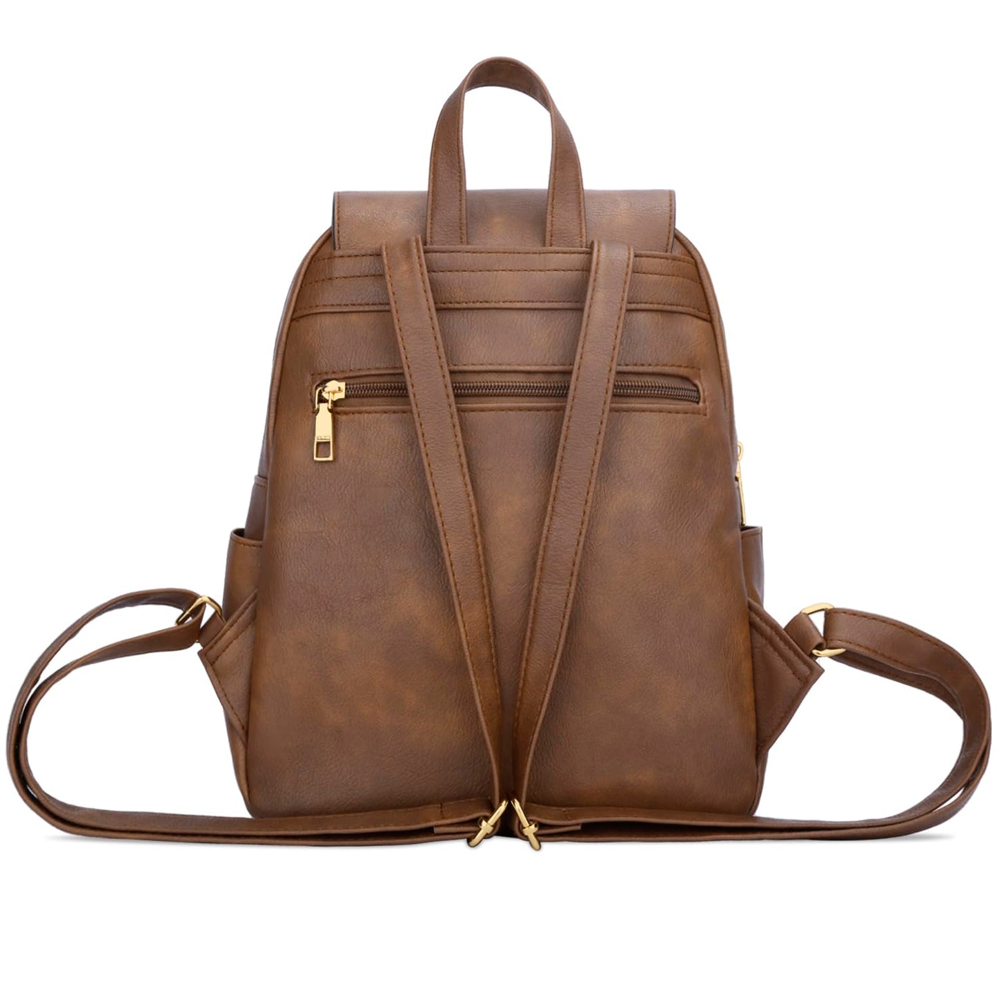 KKXIU Trendy Vegan Leather Backpack Purse for Women and Ladies Shoulder Travel Daypacks Bags (Z-Brown)