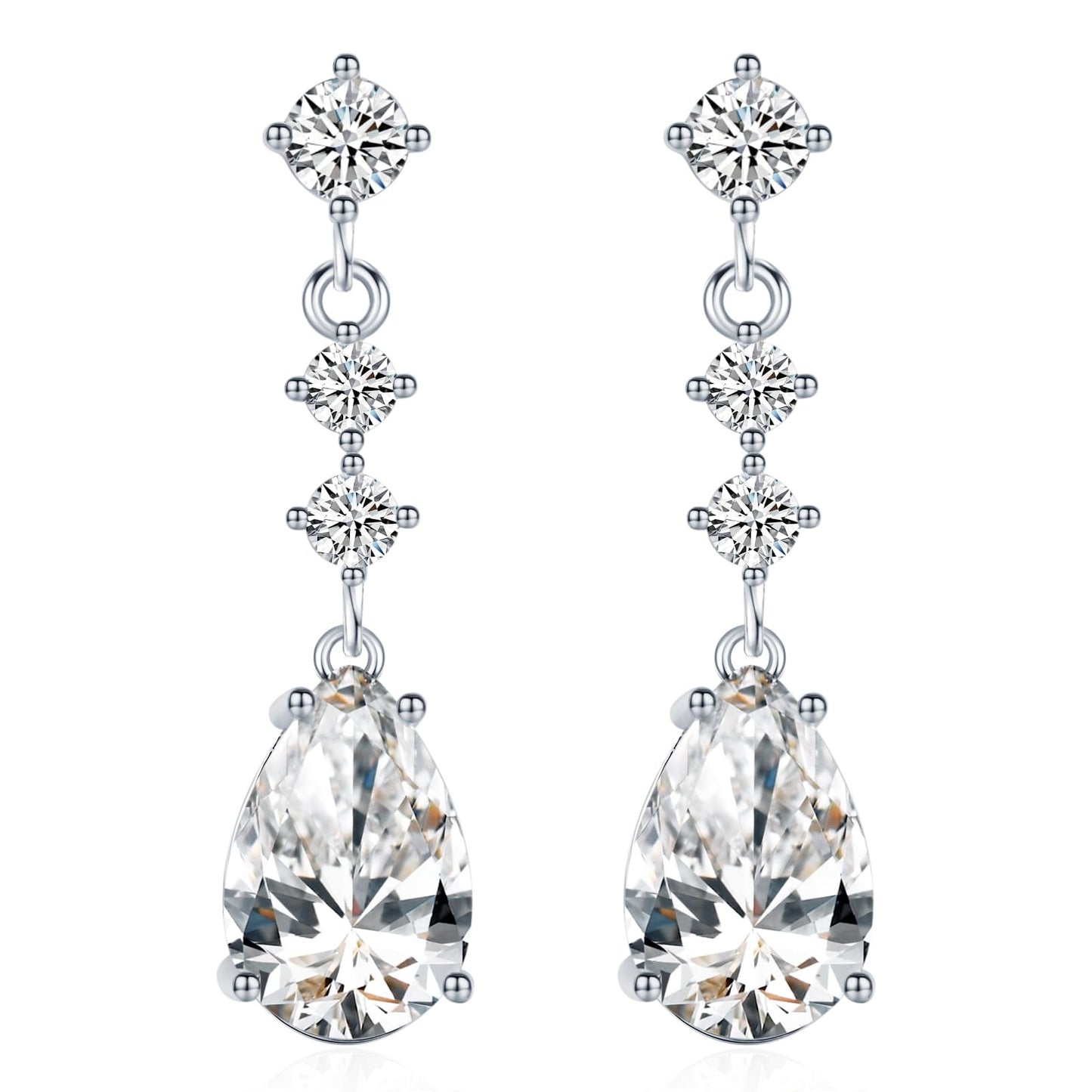SBLING Cubic Zirconia Teardrop Earrings Wedding Earrings for Brides Bridesmaids, Bridal Dangle Earrings, Teardrop Crystal Drop earrings for Women Jewelry Gifts