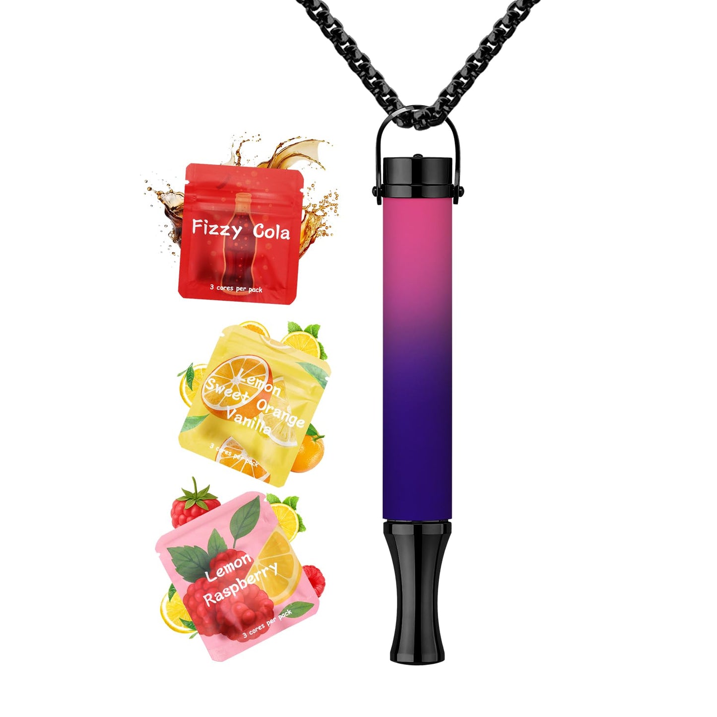 ASTOFLI Breathing Necklace For Anxiety Adults - Adjustable Air Outlet Breathe Necklaces With Flavored - Breath Free Stress Relief Device With Flavor - Meditation Gifts For Women Men