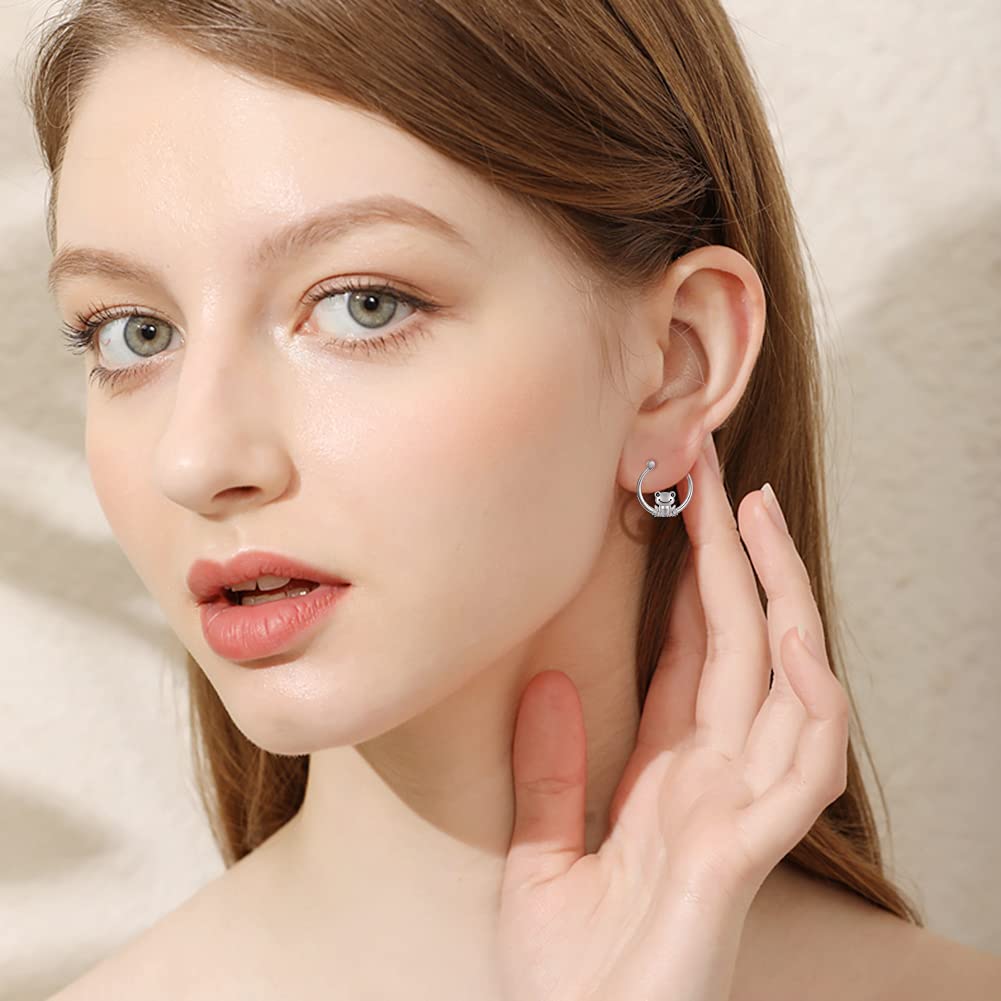 Hypoallergenic Frog Hoop Earrings for Women Sterling Silver Small Animal Huggie Hoop Earrings for Sensitive Ears Frog Jewelry Graduation Gifts