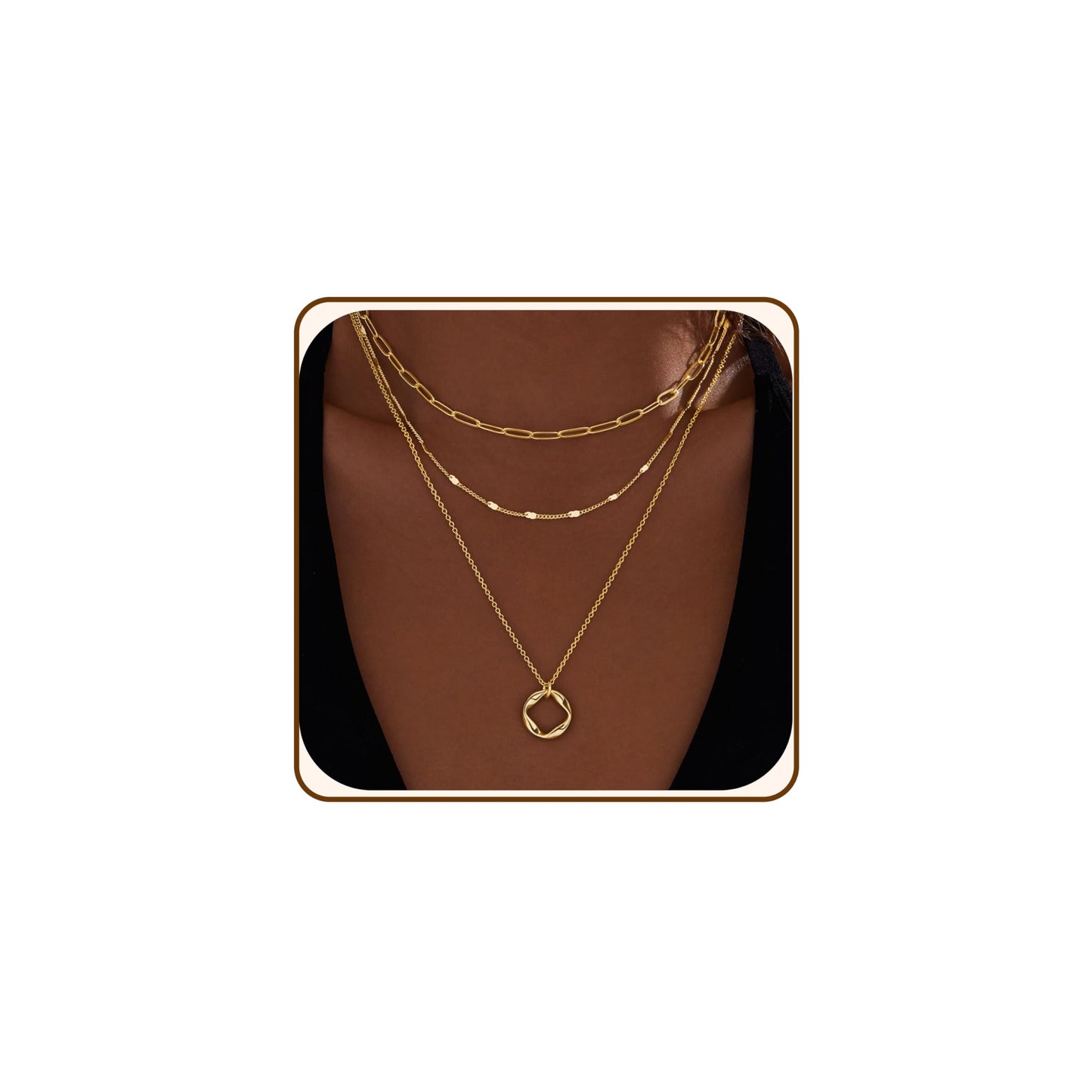 Layered Gold Necklaces for Women,14k Gold Plated Dainty Stackable Choker Necklaces for Women Trendy Layering Geometric Pendant Paperclip Dot Chain Necklace Set Jewelry Set Gifts