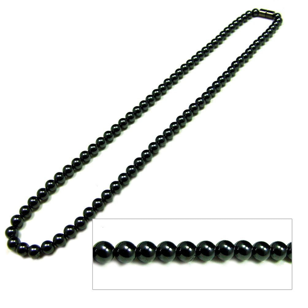 Accents Kingdom Men's Magnetic Hematite Therapy & Healing Stone with Round Beads Necklace, 20"