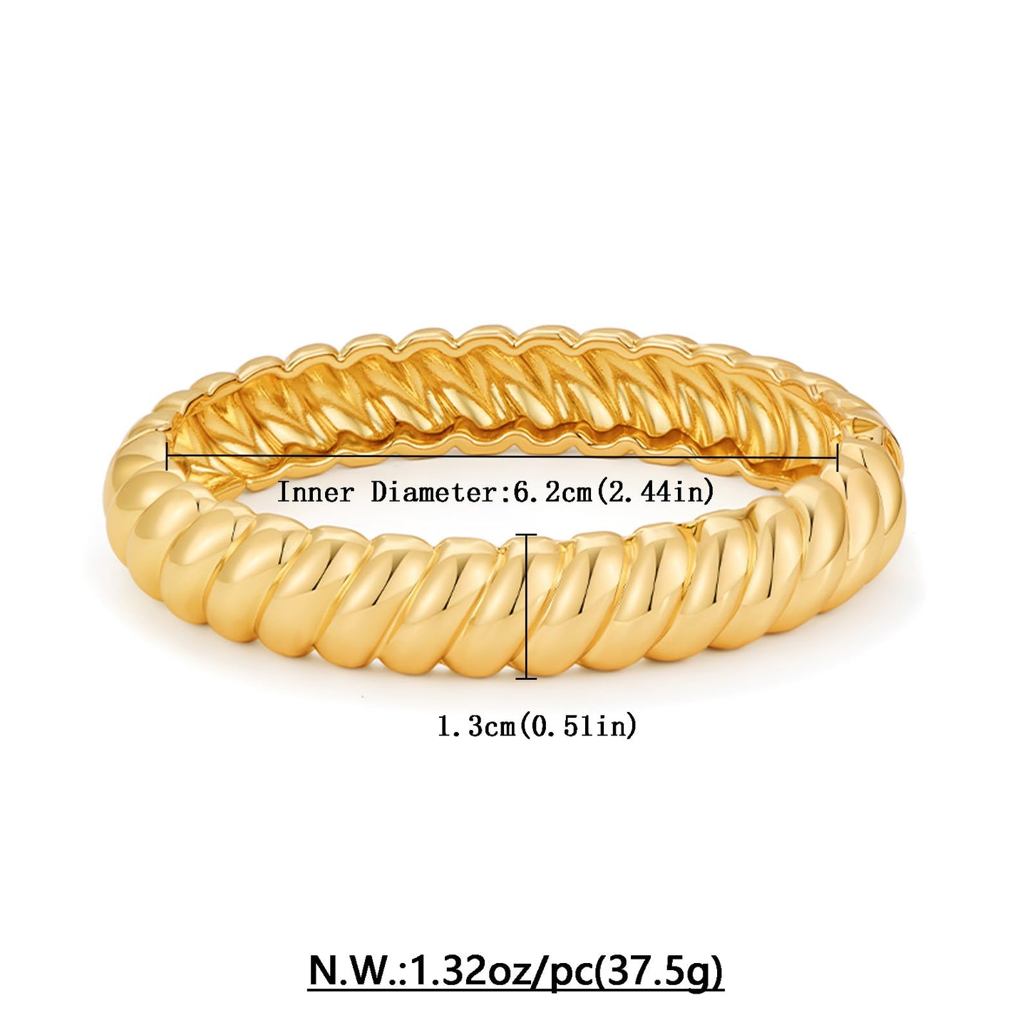 HUAYUNFANG Chunky Gold Bangle Bracelets for Women Twisted Hinged Wrist Cuff Bracelets Open Spiraled Oval Bracelet Trendy Jewelry for Women