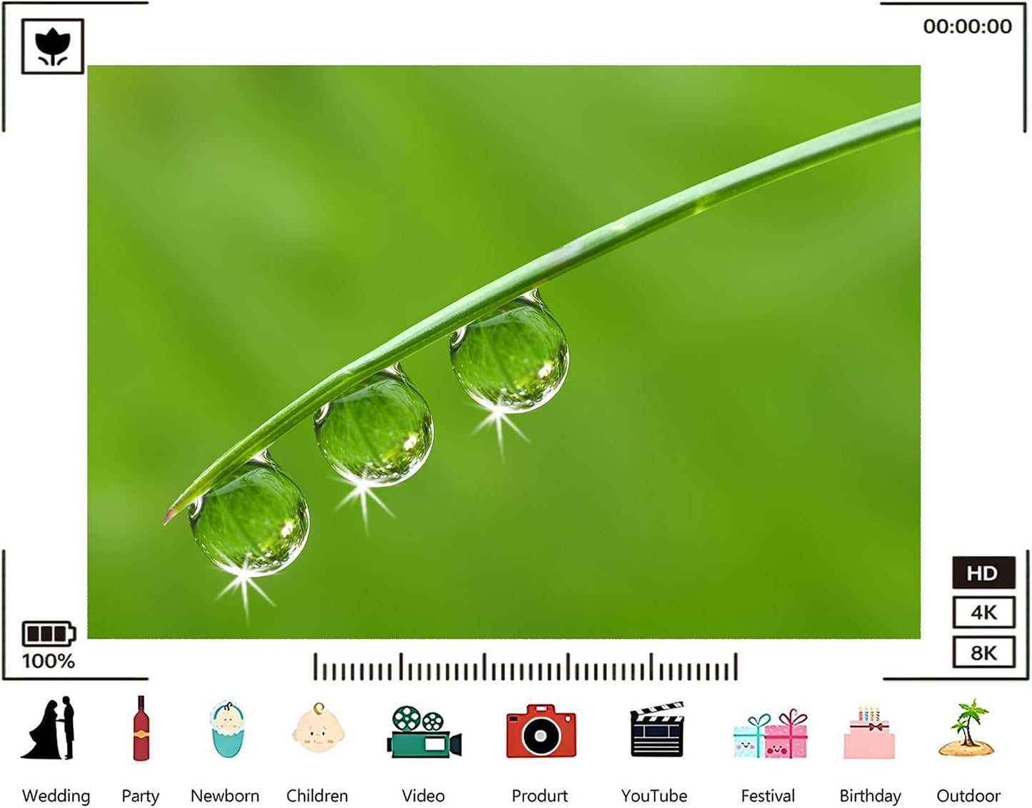 TryKid 9x6ft Green Dewdrop Grass Backdrop Sparkling Water Drop Blade Photography Background Fresh Spring Nature Event