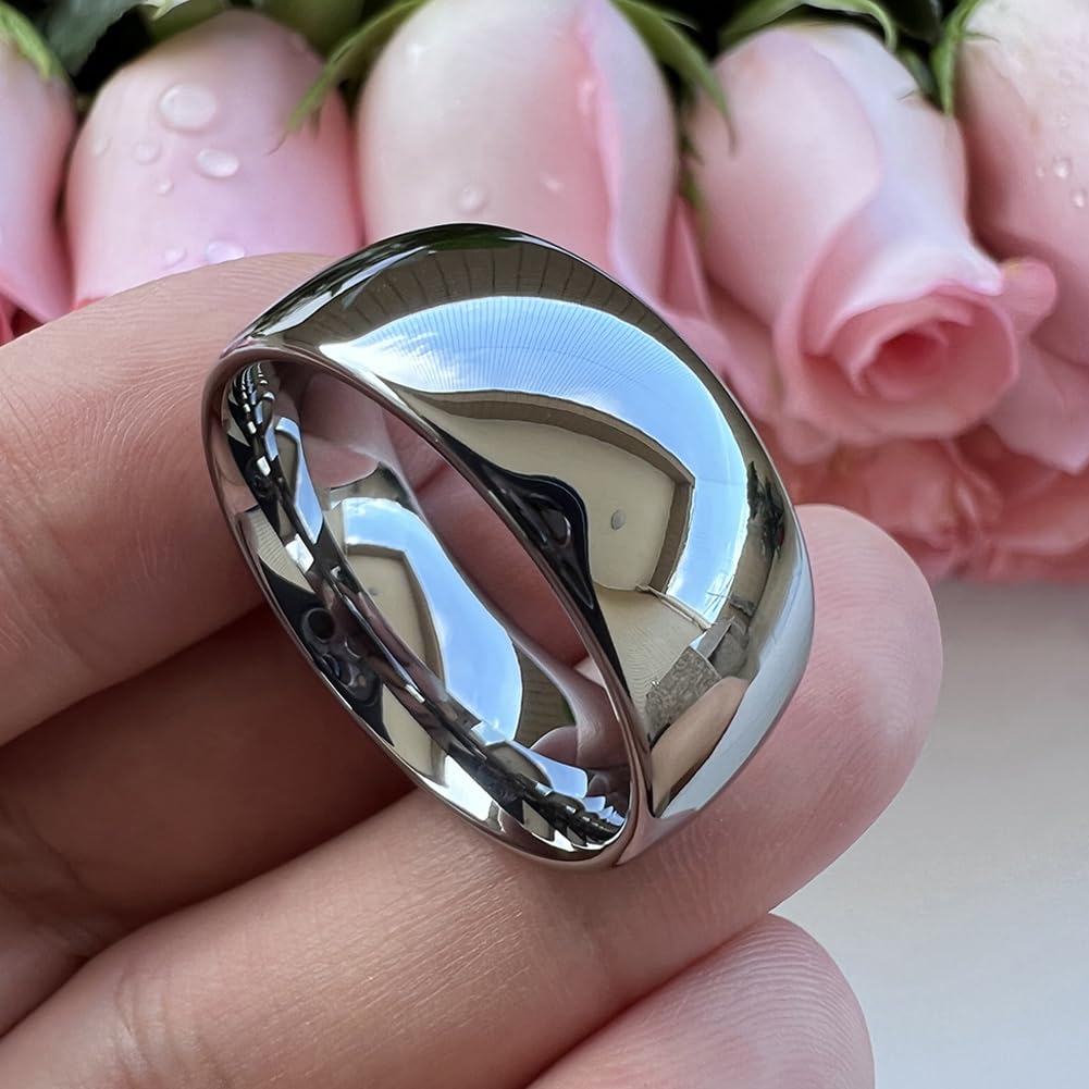 TUTISS 10mm Tungsten Rings for Men Women Engagement Wedding Bands Domed Polished Comfort Fit Size 10