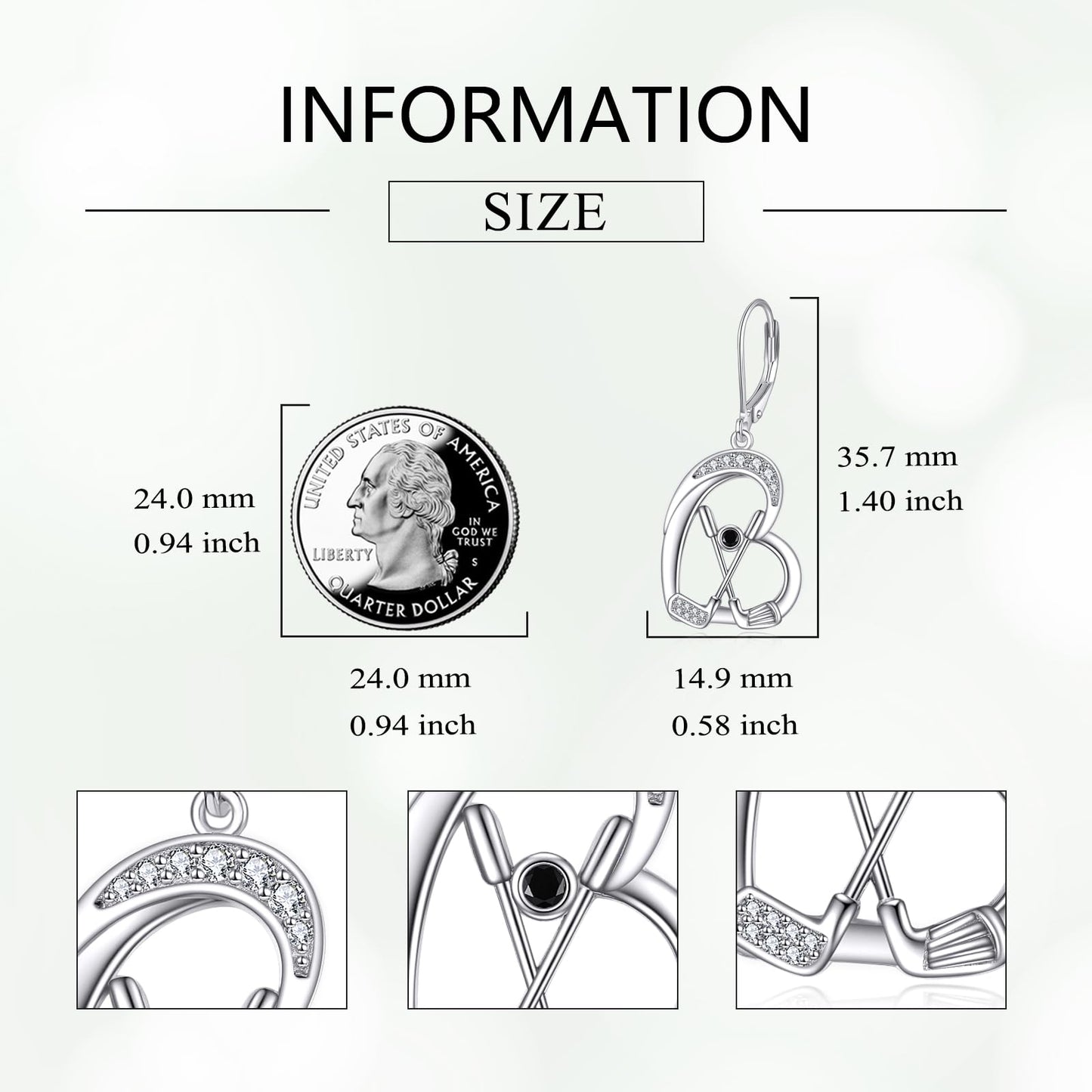 Golf Earrings for Women 925 Sterling Silver Golf Leverback Dangle Earrings Sports Jewelry Gifts