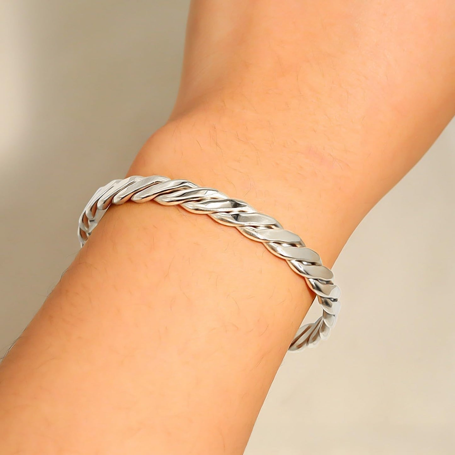 Baoaichi 925 Sterling Silver Twisted Bracelet for Women & Men Open Adjustable Wraps Cuff Bangle Minimalist Unisex Stainless Steel Bracelet for Men Punk Style Jewelry Gift for Birthday Father's Day