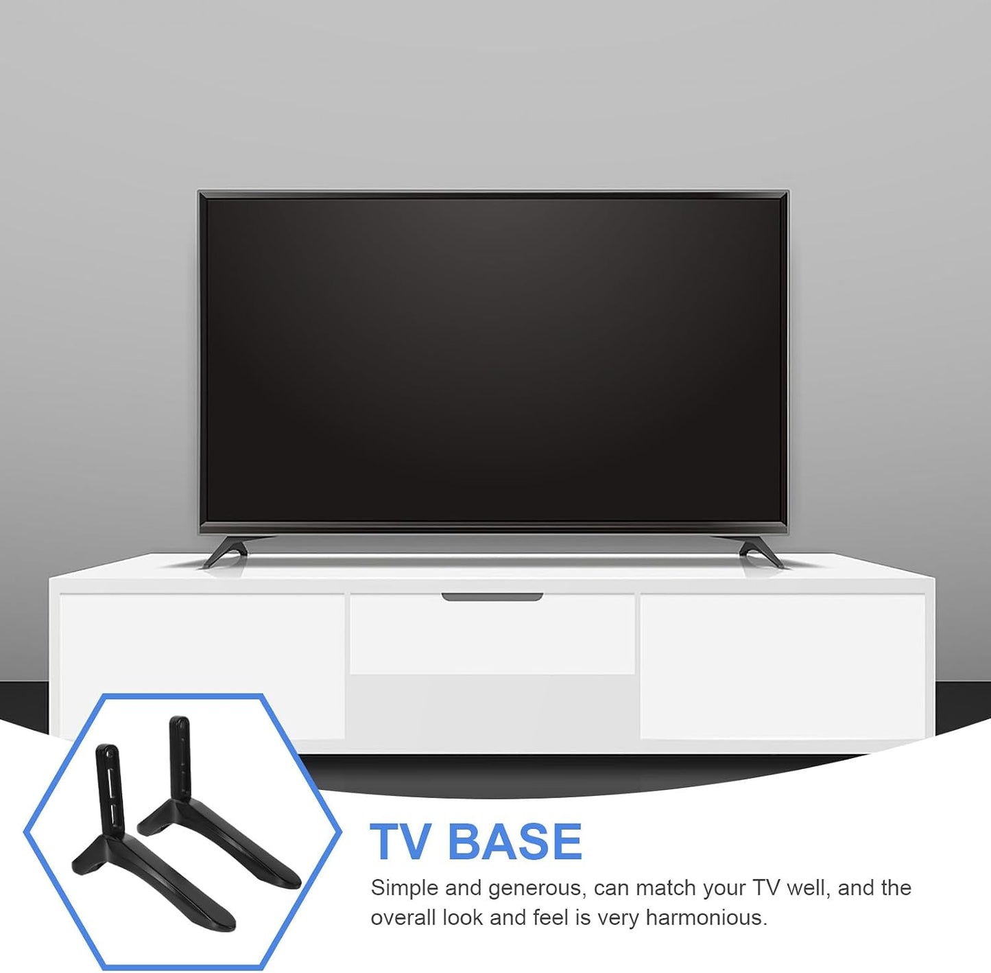 DOITOOL 65 Inches TV Stand Base with Screws Desktop TV Holder Bracket Mount Up to Black